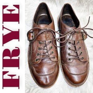 FRYE Men’s Genuine Leather Unique Lace Up Buckle Over Loafers, Size 9